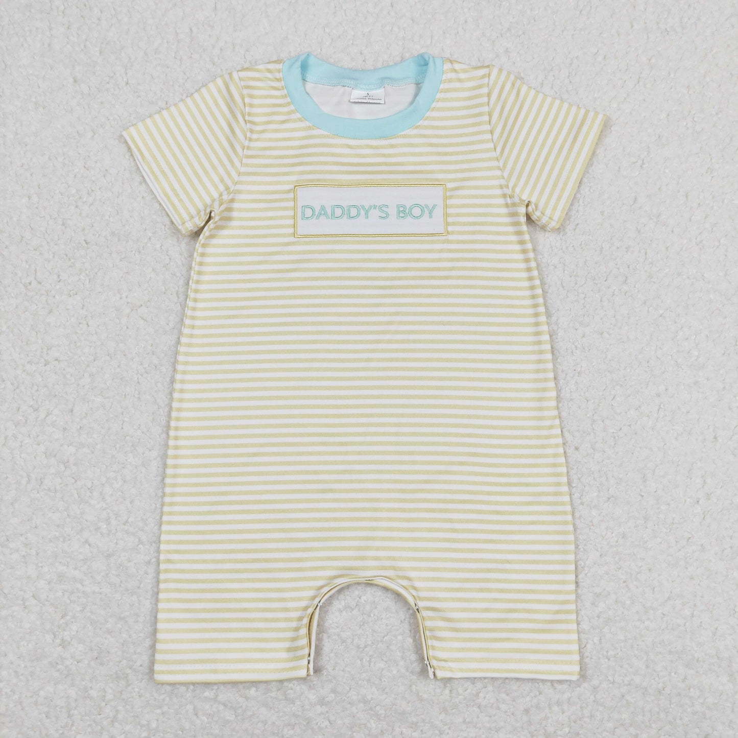 SR0890 Daddy's Boy Yellow Stripe Short Sleeve Boys Romper RTS