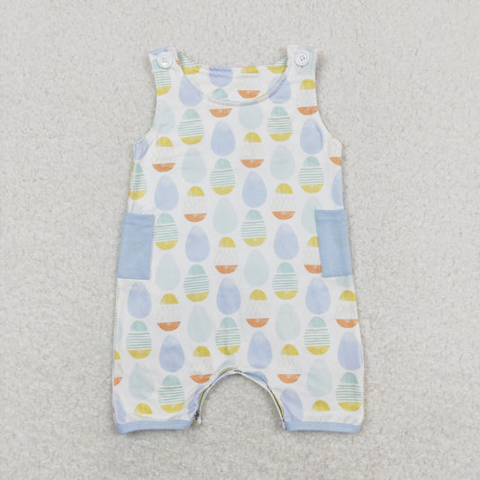 SR0901 Eater Eggs Blue Sleeveless Boys Bubble Romper RTS 202508 Sibling
