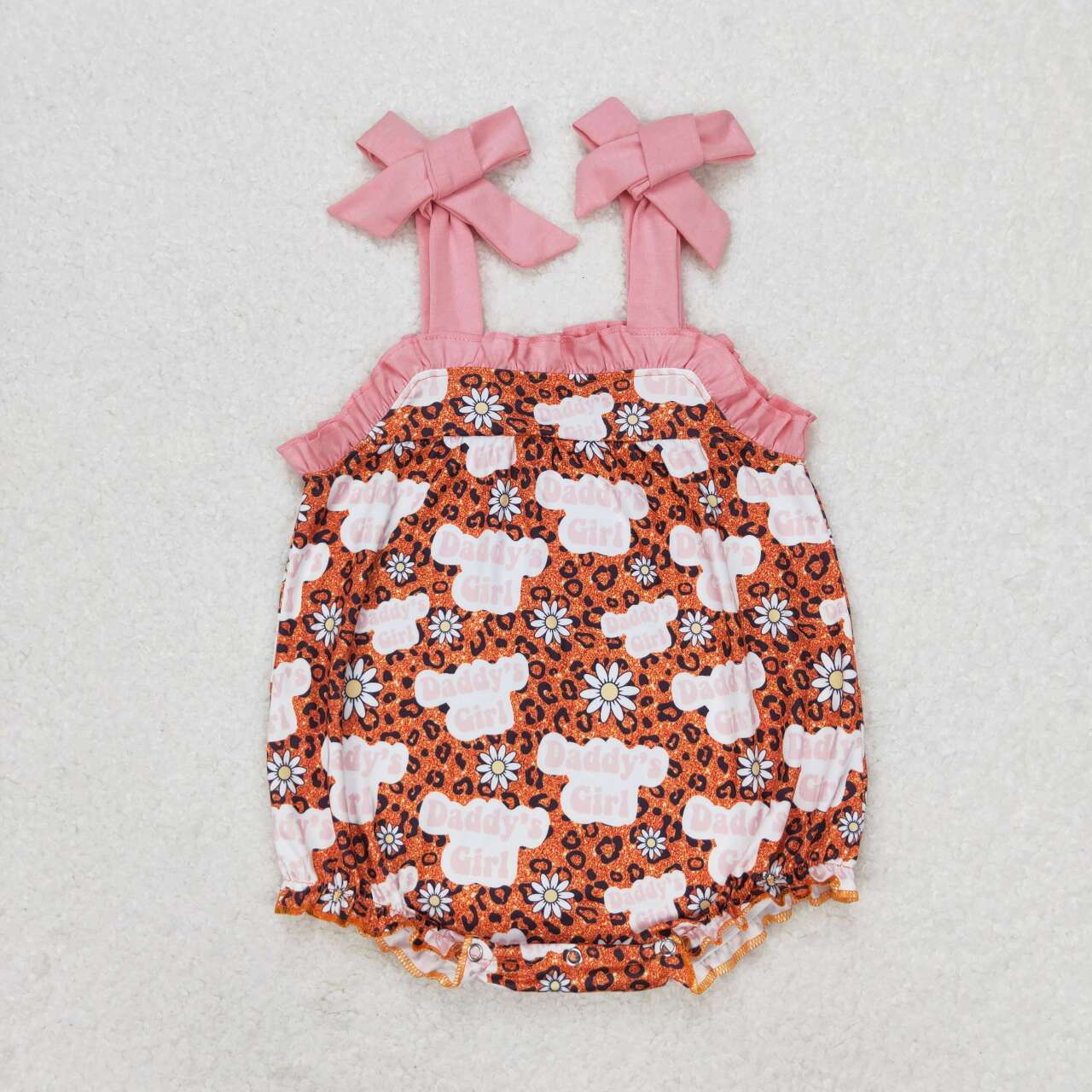 SR0917 daddy's girl Leopard print Strap romper High quality wholesale baby rompers