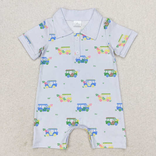 SR0982 Golf tour car Blue Short sleeve romper High quality summer baby romper