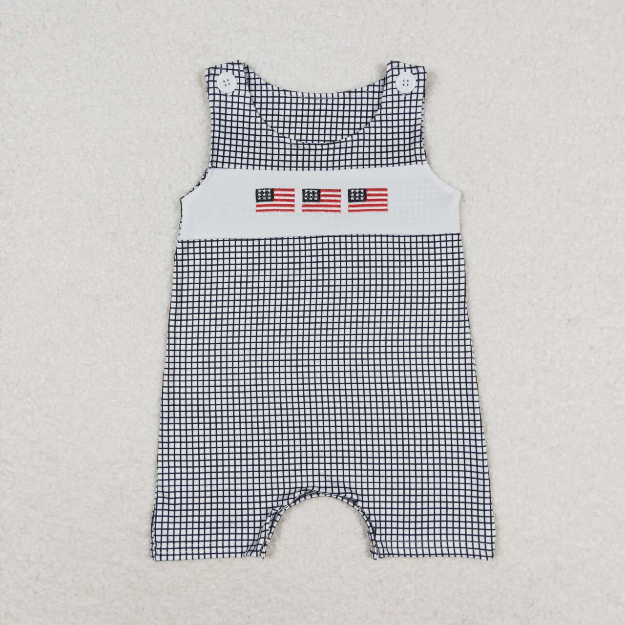 SR1001 Embroidered flag black and white checkered sleeveless onesie High quality baby rompers for newborns