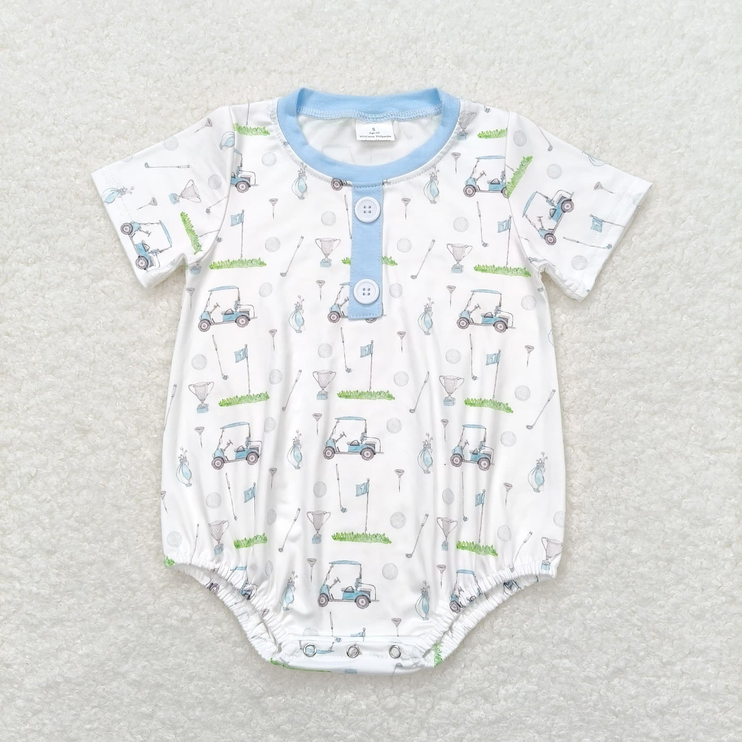 SR1070 Golf blue and white short sleeve onesie High quality newborn baby romper clothes set