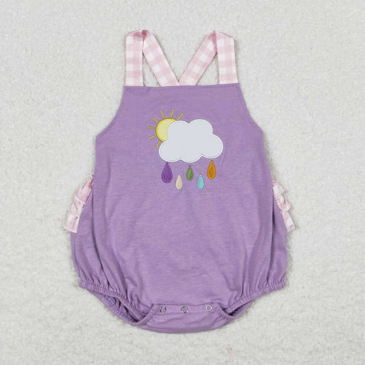 SR1071 cloudy and rainy day purple sleeveless rompers baby girl bubble romper 20240408 RTS
