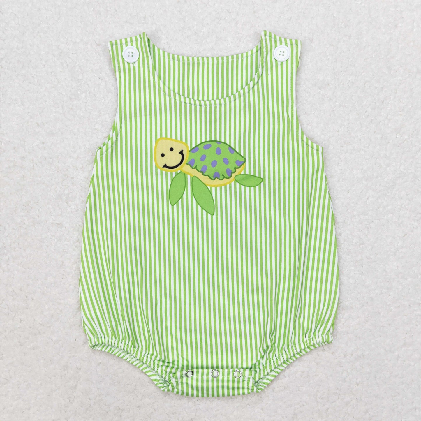 SR1093 Turtle green striped vest romper High quality romper dress baby