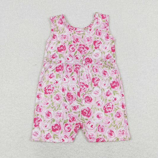 SR1127 Flower Pink Sleeveless Girls Overalls Jumpsuits RTS 202508