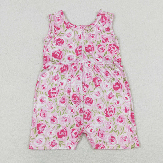 SR1127 Flower Pink Sleeveless Girls Overalls Jumpsuits RTS 202508
