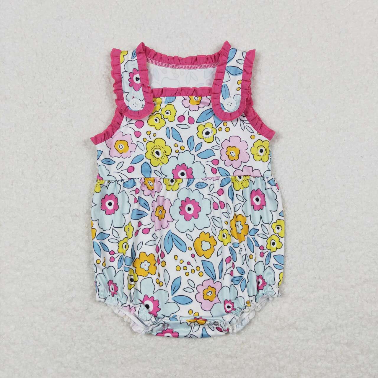 SR1161 flower rose red ruffle sleeveless rompers baby girl bubble romper 20240408 RTS