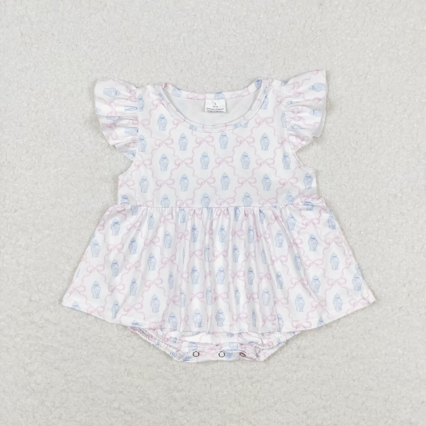 SR1217 Bottle bow pink white vest romper High quality 5-12 girls romper