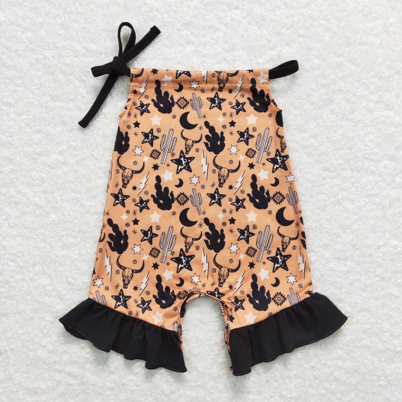 SR1239 Star Cactus Black Ruffle Suspender Girl Romper RTS 202508