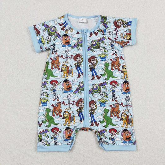 SR1274 cartoon toy story boys blue zippy short sleeve rompers 20240408 RTS