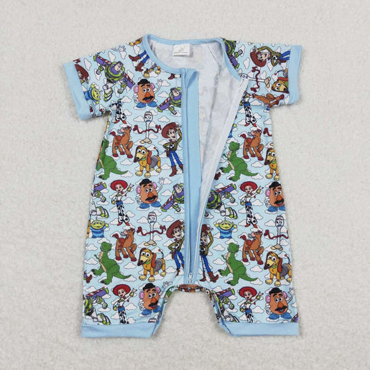 SR1274 cartoon toy story boys blue zippy short sleeve rompers 20240408 RTS