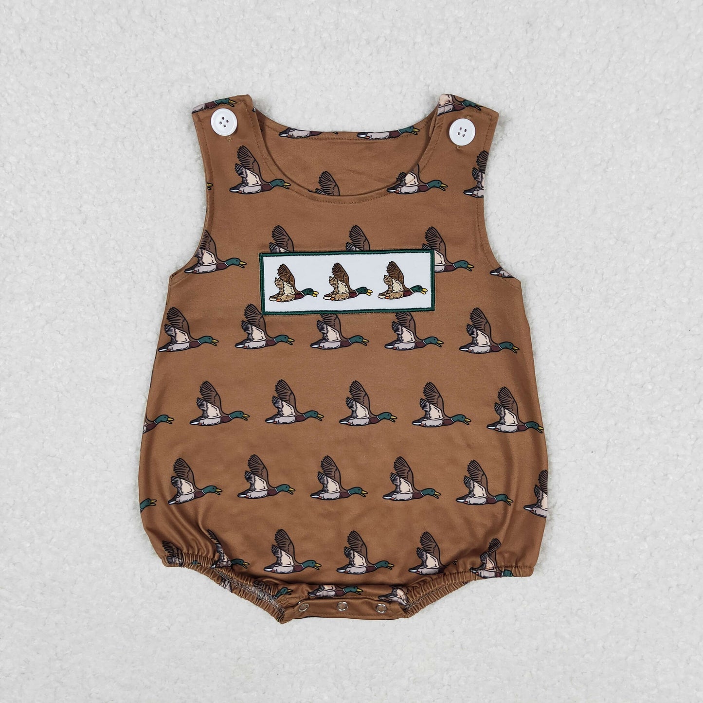 SR1285 Embroidered duck brown romper vest high quality girls romper sleeveless