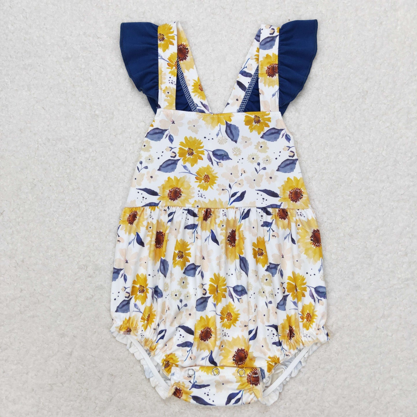 SR1422 Flowers navy blue lace vest romper high quality baby rompers cotton