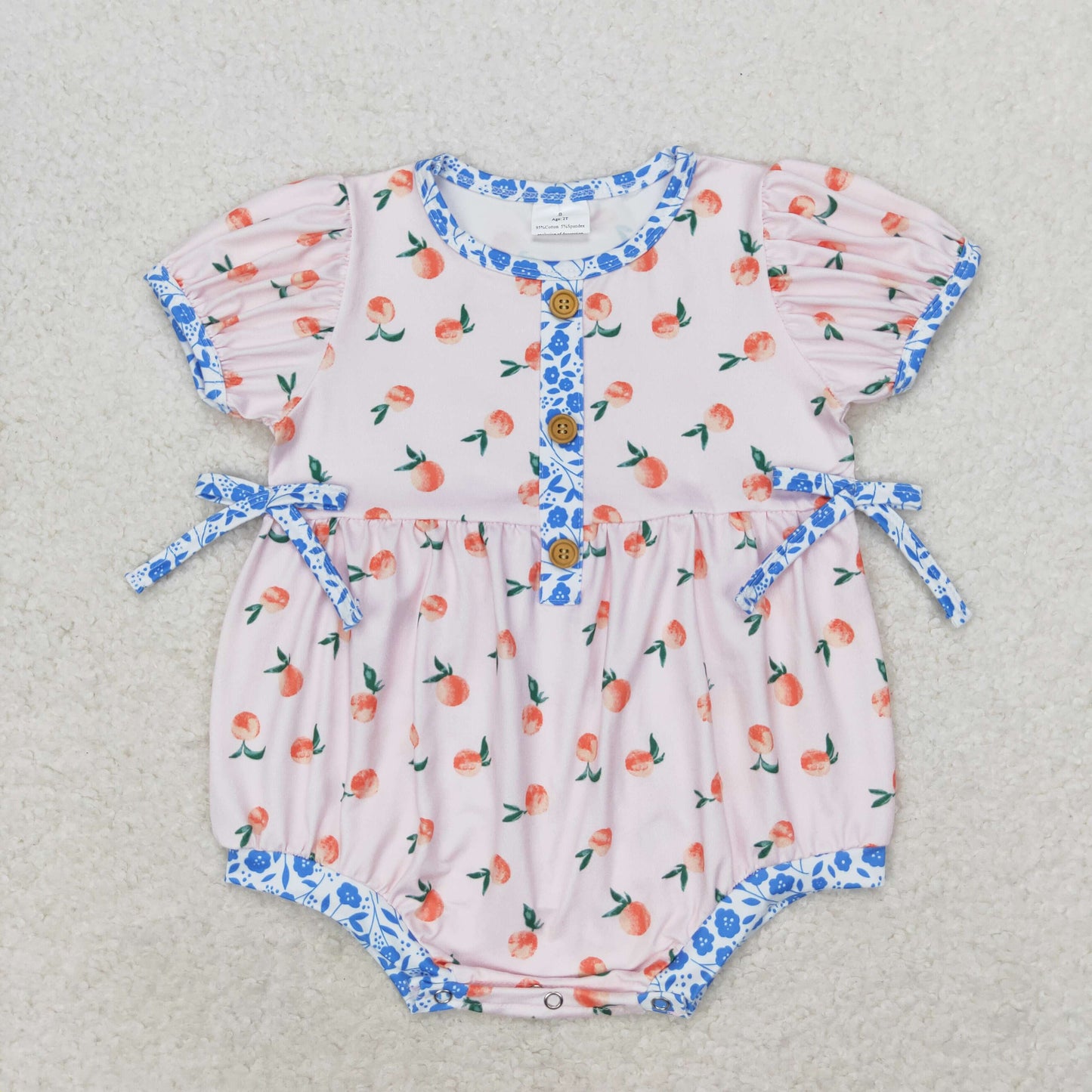 SR1425 Peach blue floral pink short sleeve romper High quality baby girl romper dress