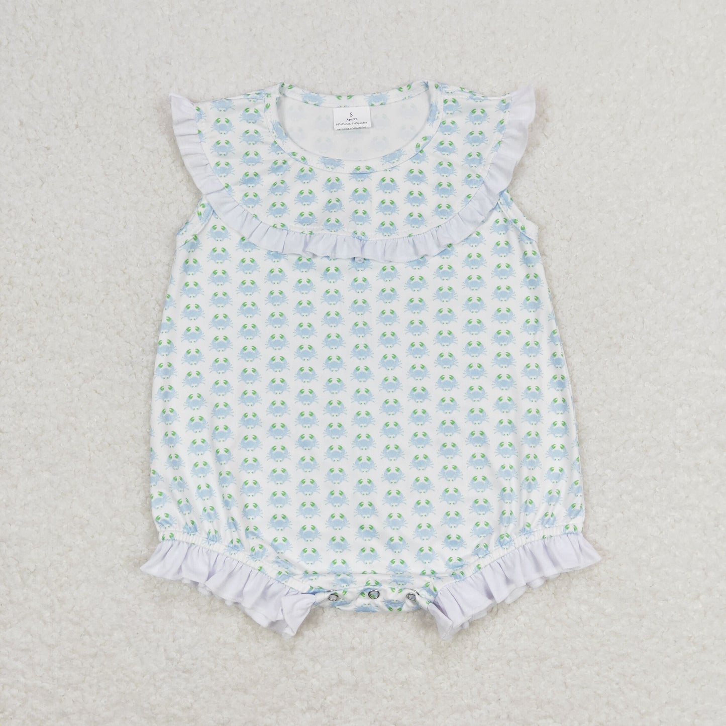 SR1435 Crab lace white vest romper high quality baby girl romper