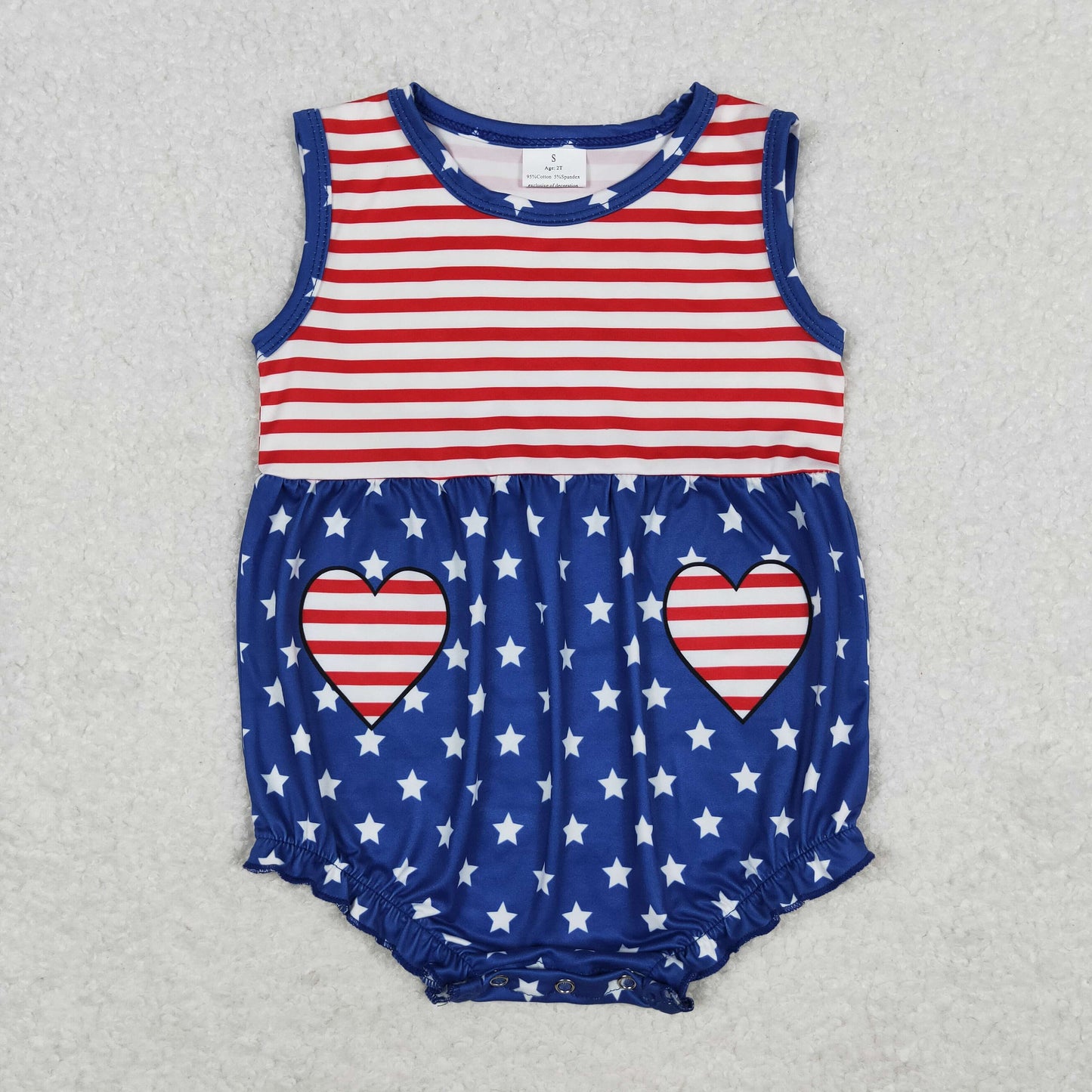 SR1444 Independence Day Striped love pocket Star vest romper High quality wholesale jumpsuit baby romper