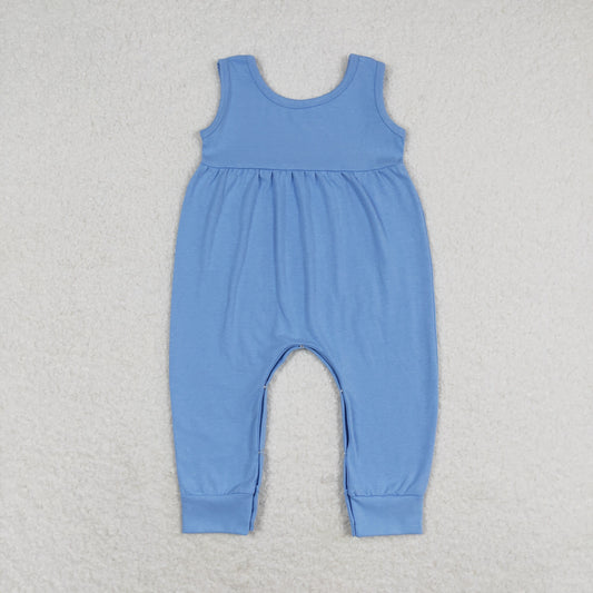 SR1448 Blue sleeveless cotton romper High quality baby grows 100 cotton bodysuit romper