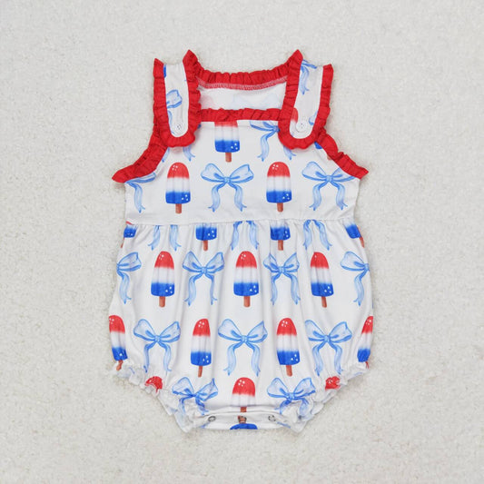 SR1551 Bow ice cream Red Lace vest romper high quality wholesale baby cotton romper