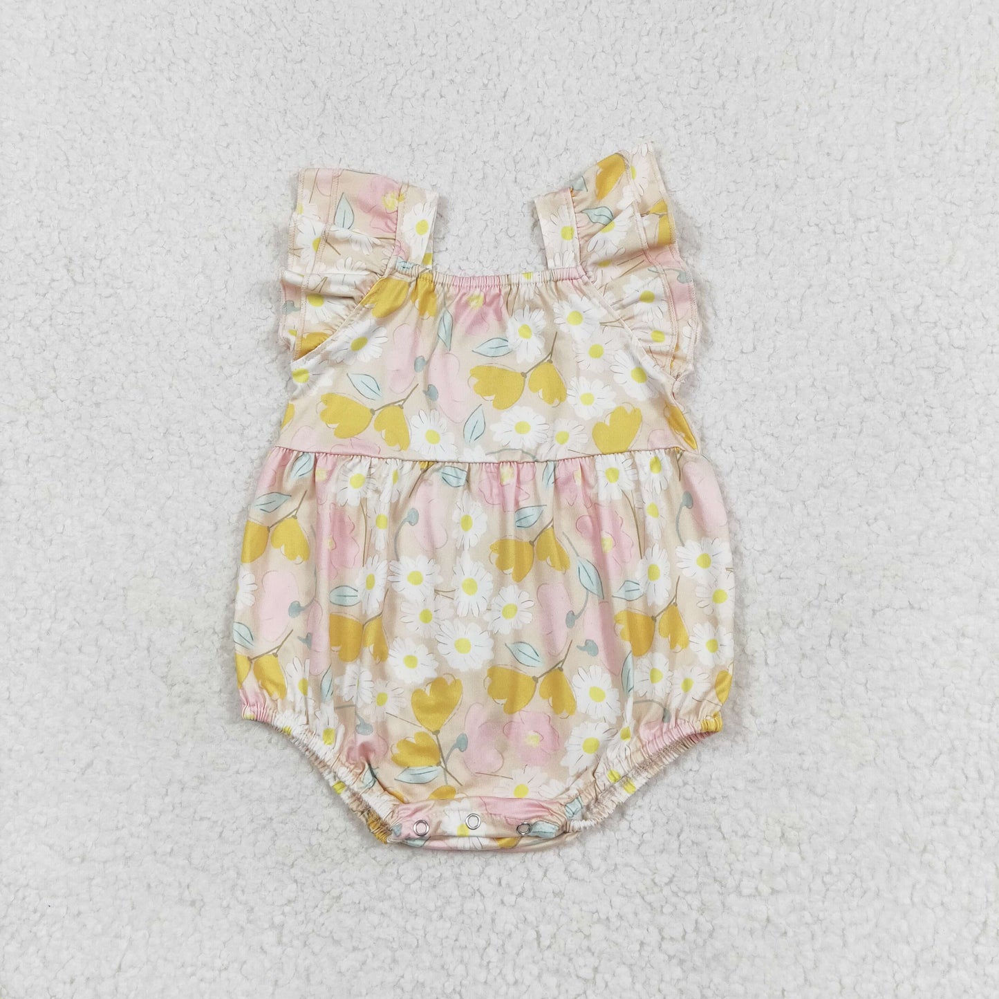 SR1673 Flowers brown yellow vest romper high quality baby rompers wholesale