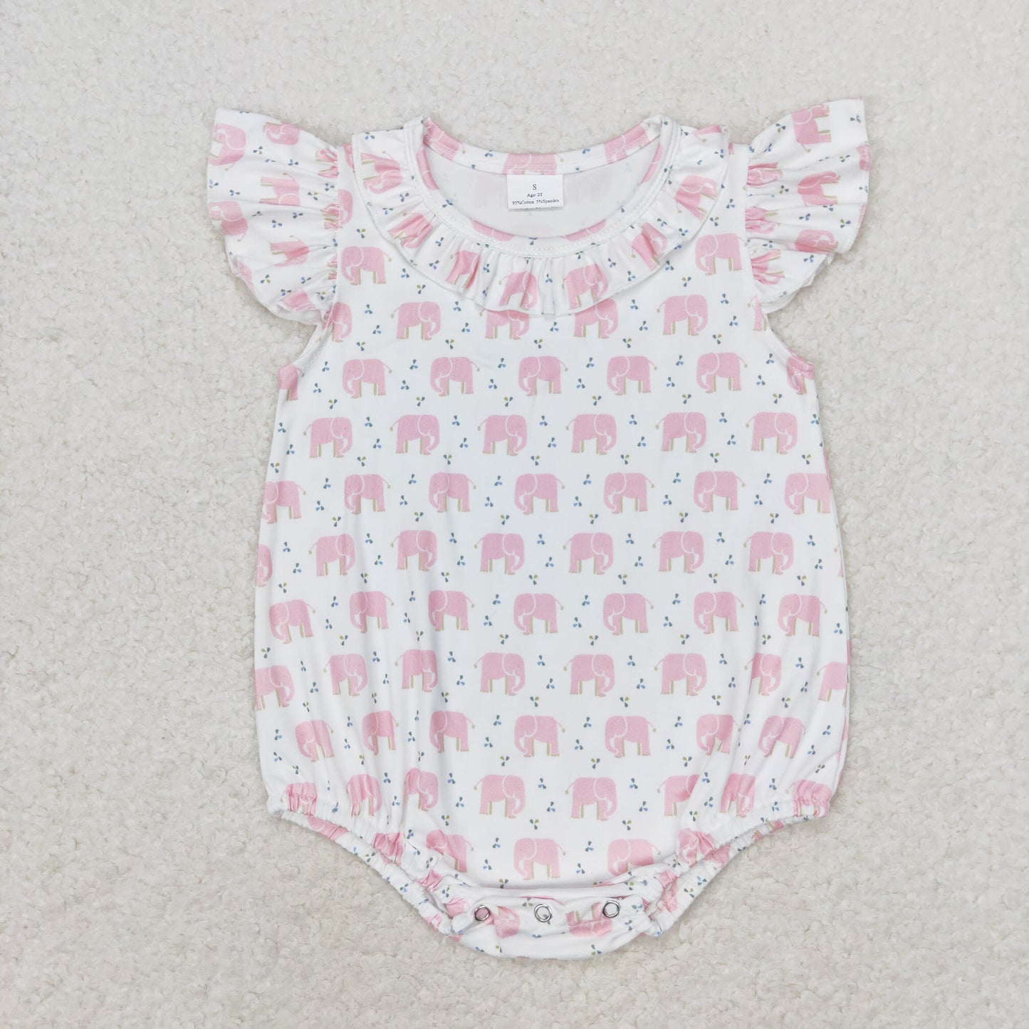 SR1825 Pink elephant lace white vest romper high quality rompers baby custom