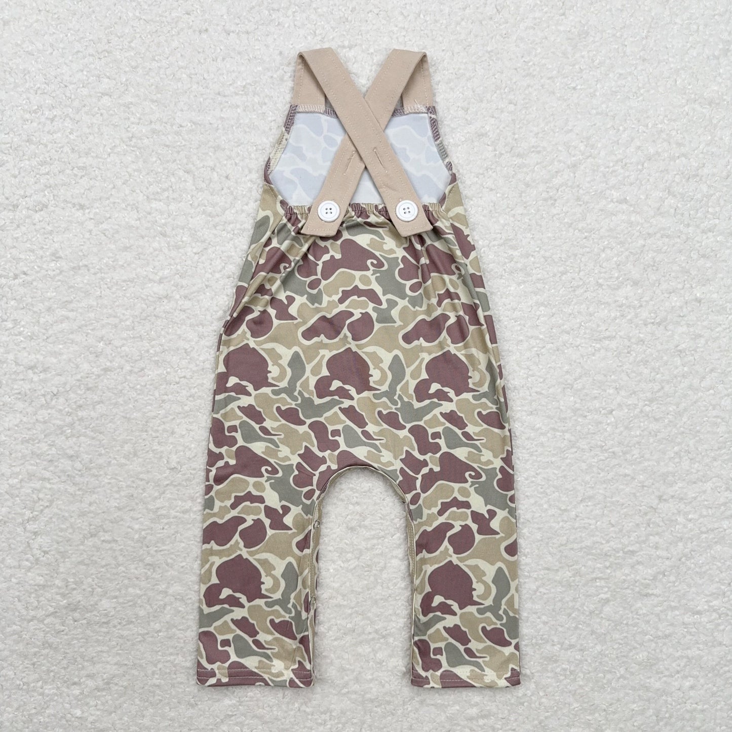 SR1913 Embroidered deer head pocket camo sleeveless onesie Free Shipping Over $100