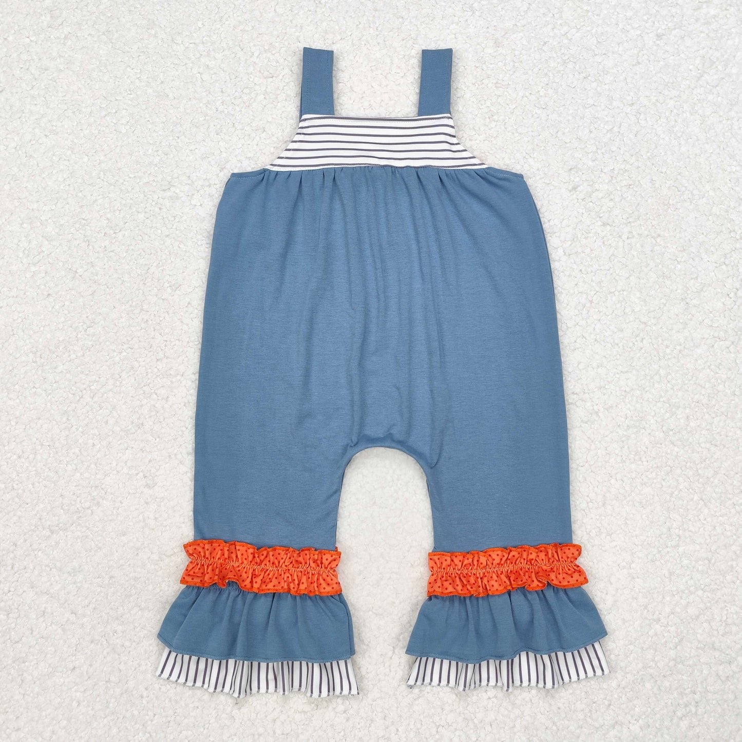 SR1952 Embroidered Thanksgiving Turkey Sleeveless Girls Overalls Jumpsuits RTS 202509