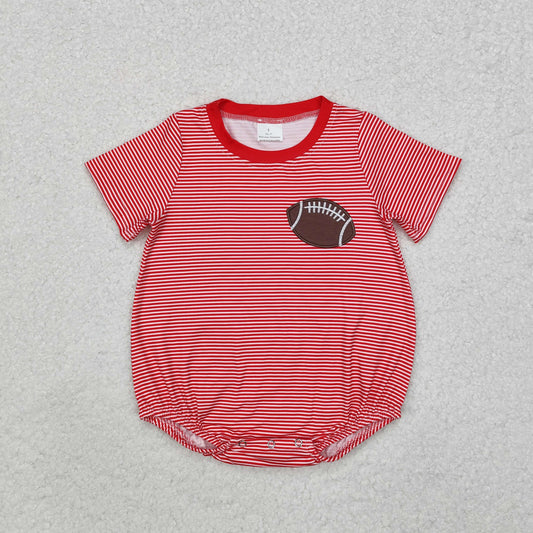 SR1956 Embroidered Rugby Red Striped Long-Sleeved Boys Bubble Romper RTS 202509