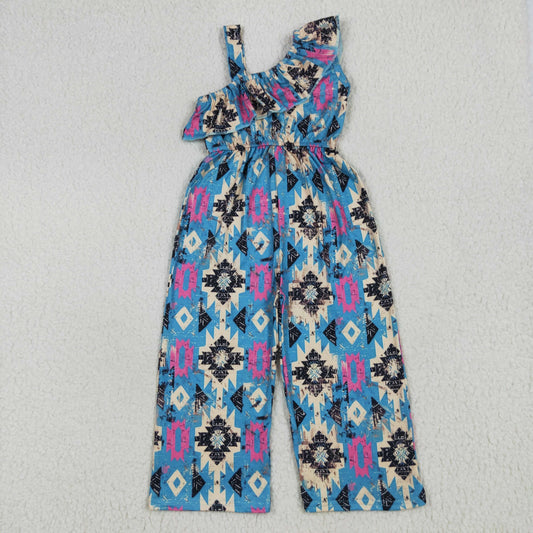 SR1977 Geometric blue halter jumpsuit 202506 RTS
