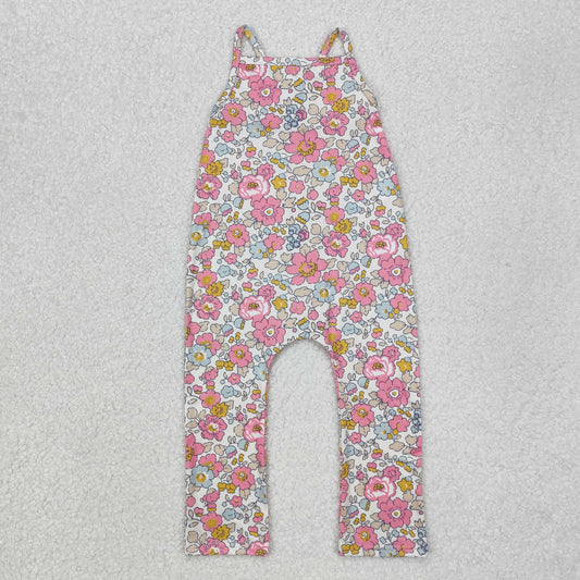 SR1982 Valentines girl outfit boutique Pink Floral  Overall Jumpsuit RTS 202412