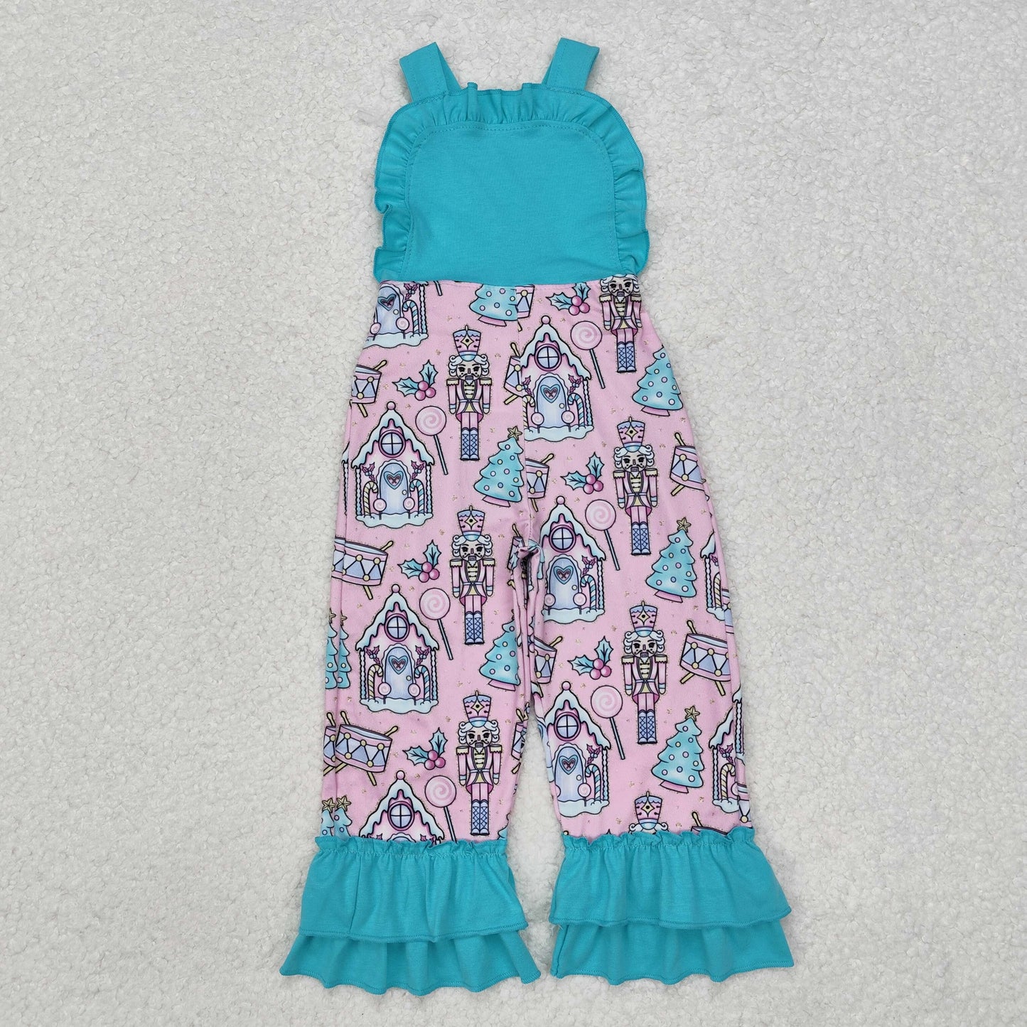 SR2009 Christmas Nutcracker Blue Ruffle Girls Overalls Jumpsuits RTS 202509