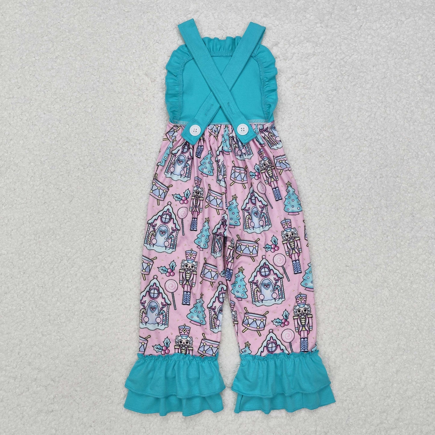 SR2009 Christmas Nutcracker Blue Ruffle Girls Overalls Jumpsuits RTS 202509