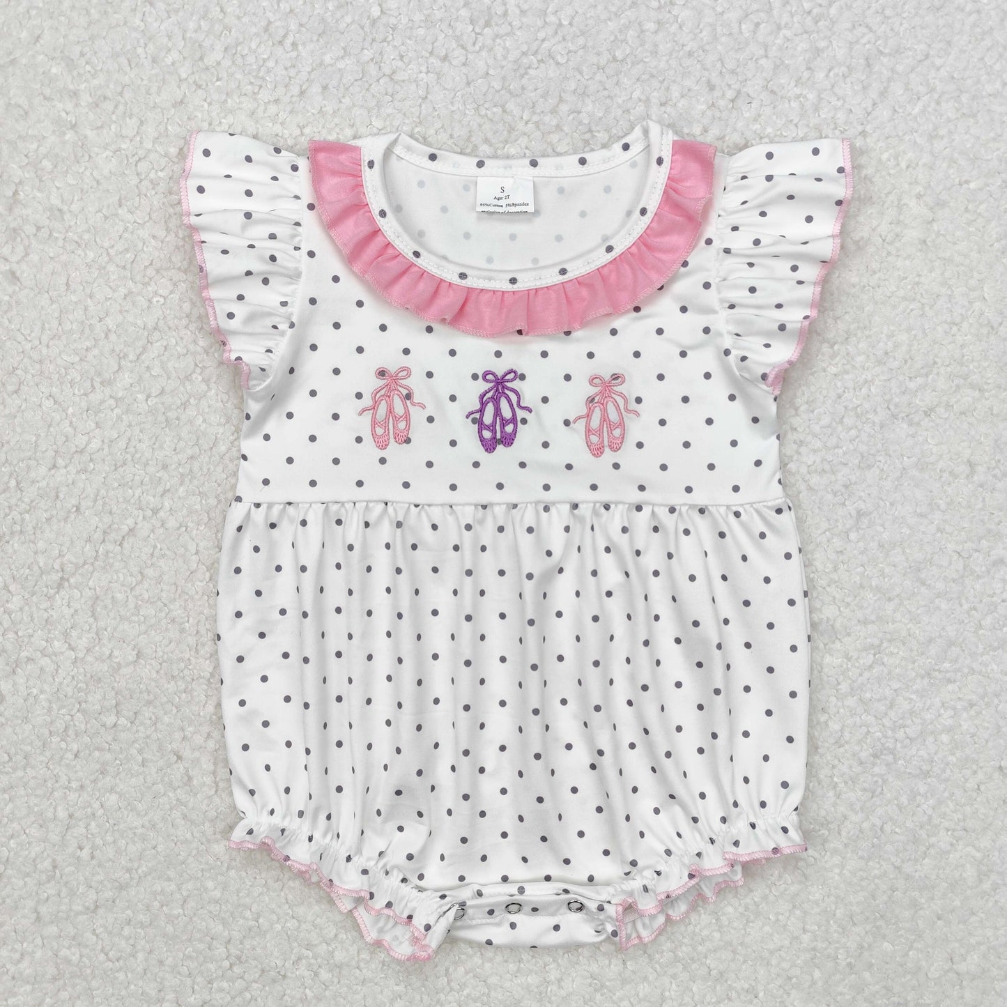 SR2119 Valentines baby girl boutique Romper embroidery shoes 202412RTS