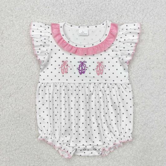 SR2119  Valentines baby girl boutique Romper embroidery shoes  202412RTS