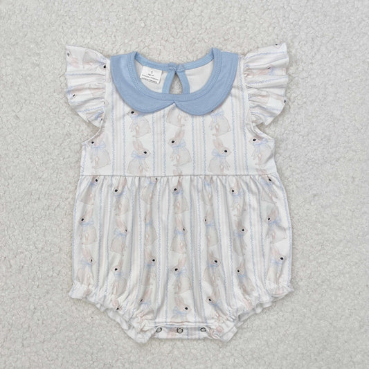 SR2132 Easter outfit sets baby girl boutique Romper Blue White clothing with Rabbits 202412RTS