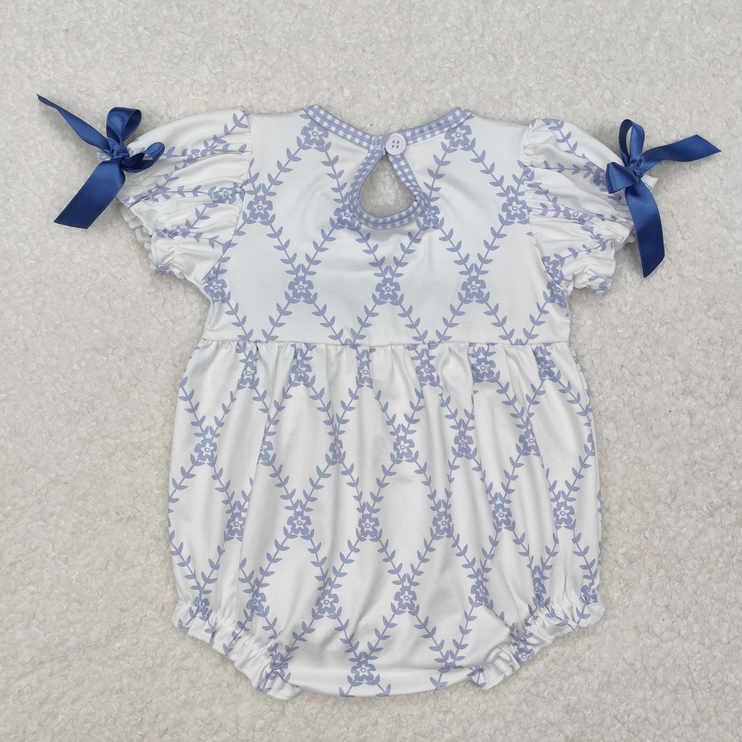 SR2146 Embroidery Blue Purple Bow short sleeve romper girls boutique romper RTS 202501