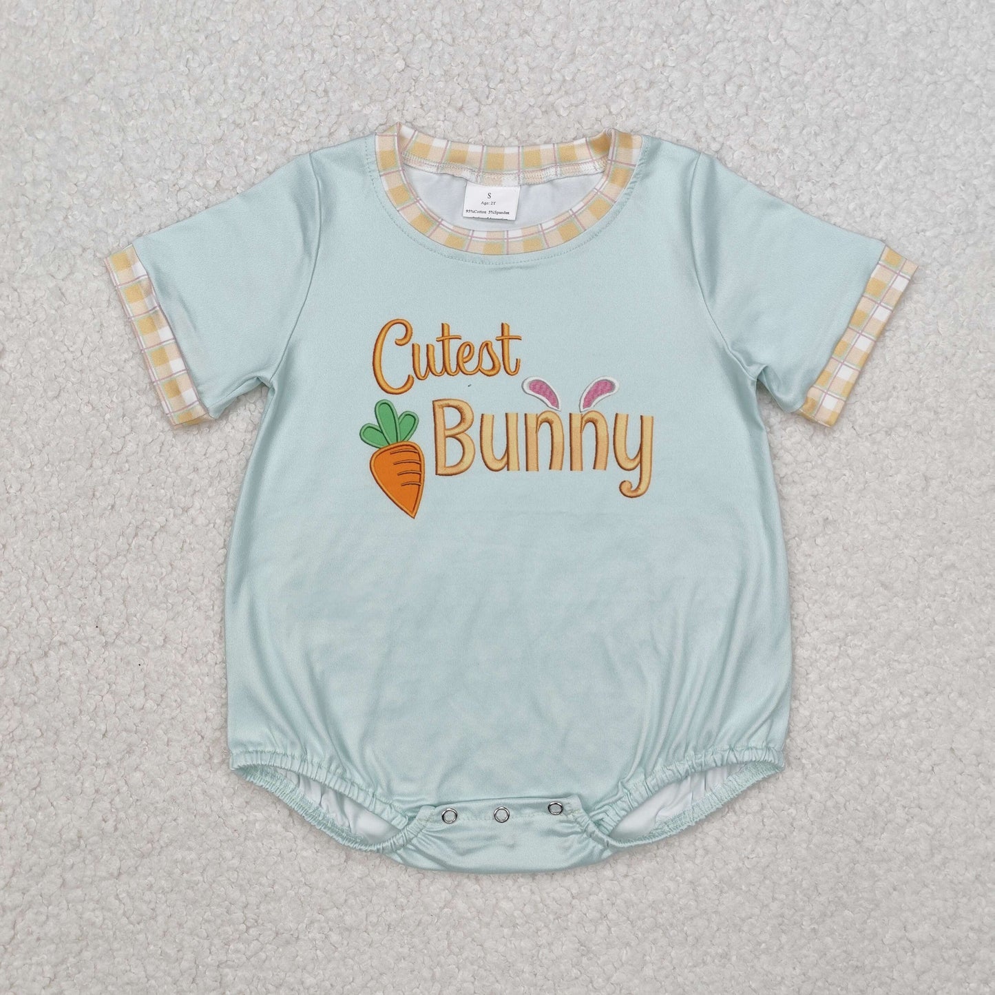 SR2198 Light Blue Orange check Romper Easter girls boutique outfit RTS 202412