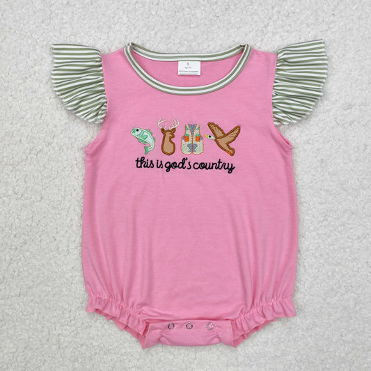 SR2264 Embroidered Cartoon pattern Easter outfit sets Pink Baby Girl Boutique Romper RTS 202412