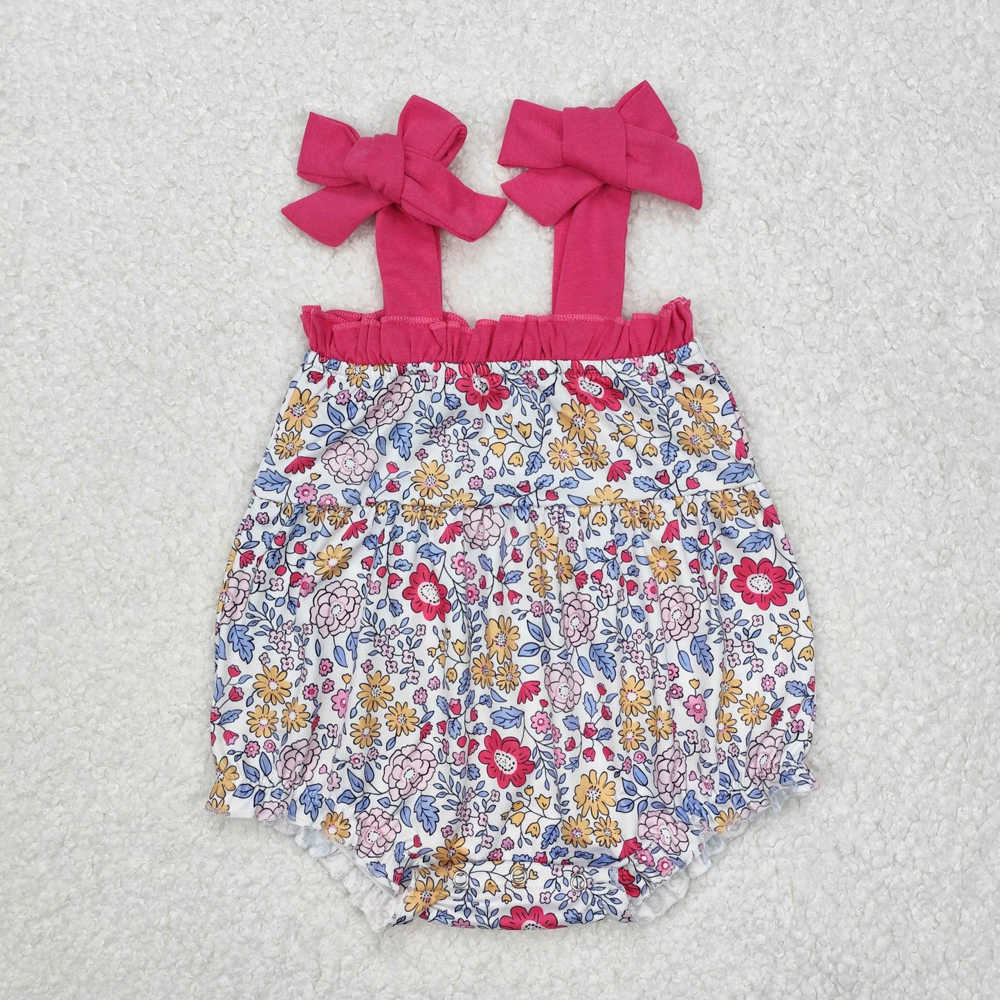 SR2277 Rose Red Sleeveless Romper with colored Flower nightwear kids Romper RTS 202412