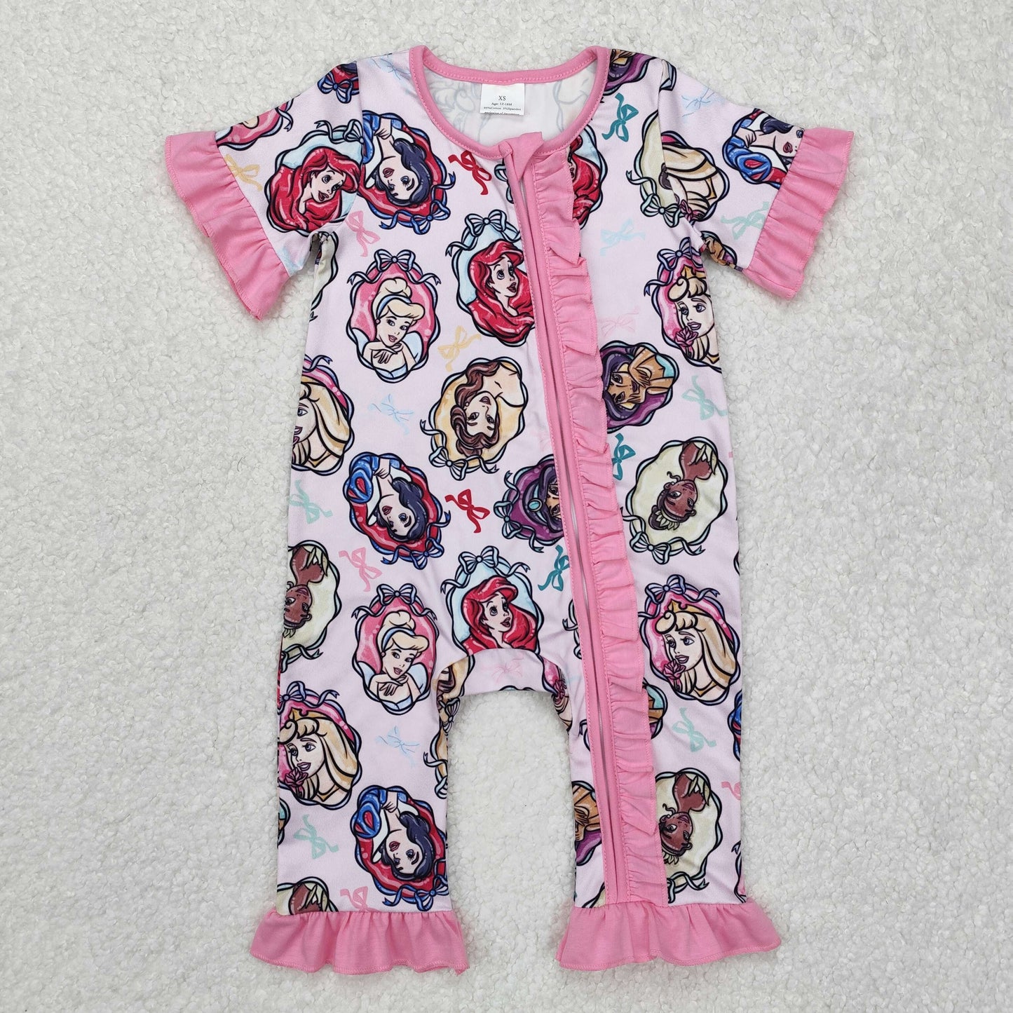 SR2309 Pink Barbie pattern short sleeve Baby Girl Boutique Romper RTS 202412