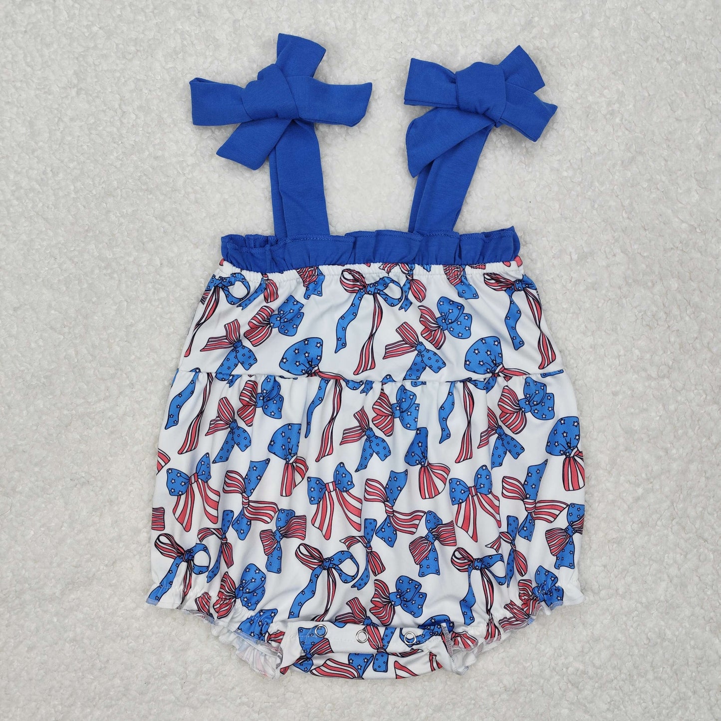 SR2318 Blue Bow sleeveless nightwear kids boutique Romper RTS 202412