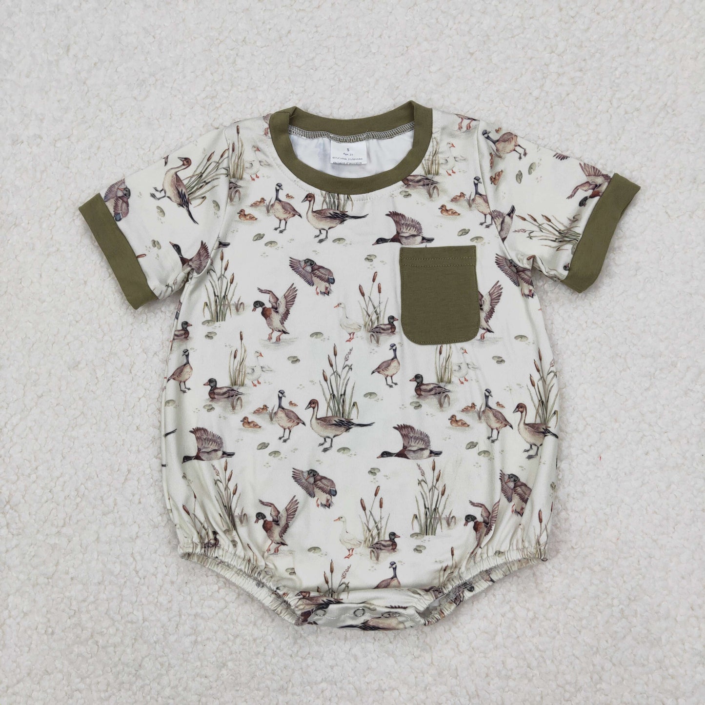 SR2413 Duck Hunting Clothes Green Short Sleeve Romper Boys Boutique Outfits 202503 RTS