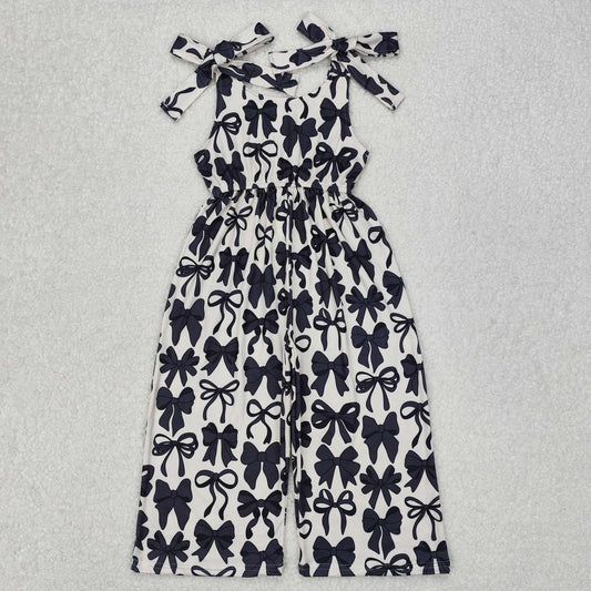 SR2524 Black White Bows Sleeveless Romper Overall Jumpsuit Girls Boutique Clothes  202503 RTS