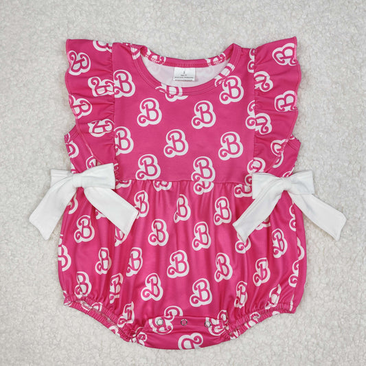 SR2567 Rose Red Barbie Bows sleeveless romper baby girls Boutique Summer outfit 202502 RTS