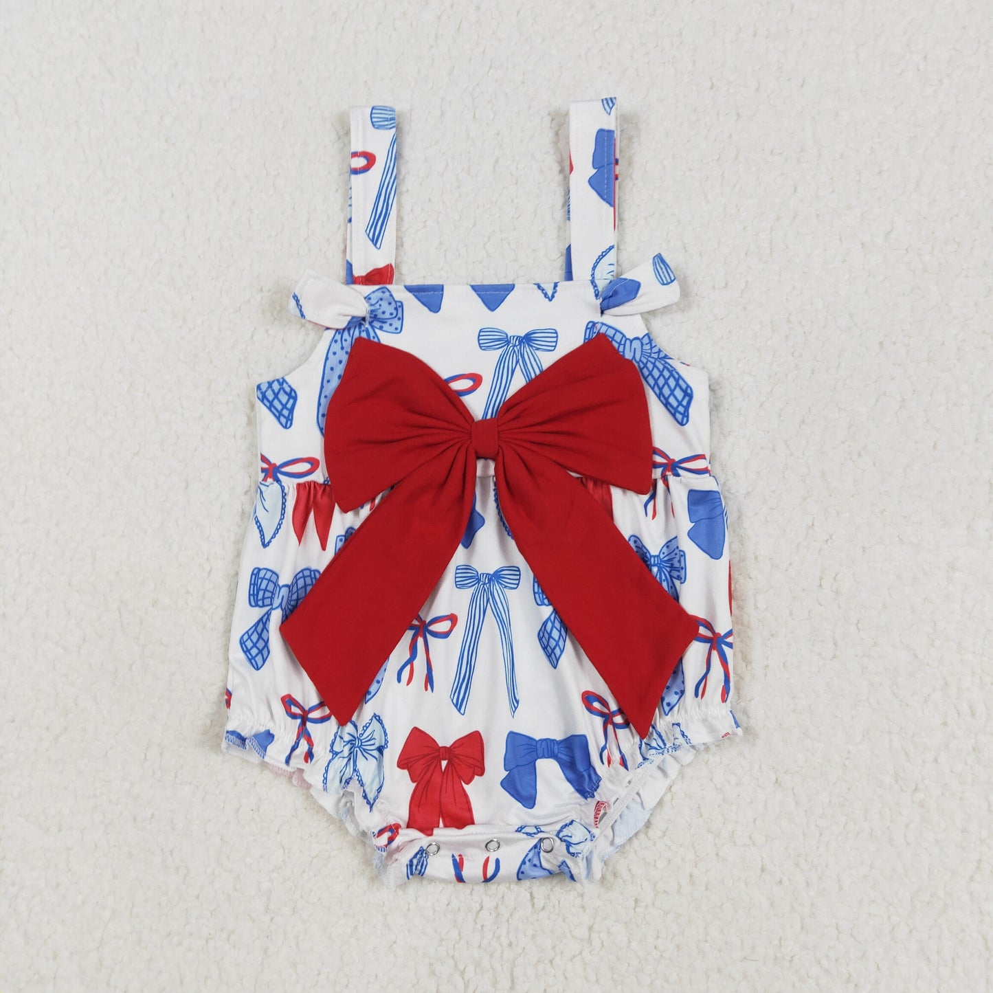 SR2606 red blue bow sleeveless romper baby girl Boutique Summer clothes 202502 RTS