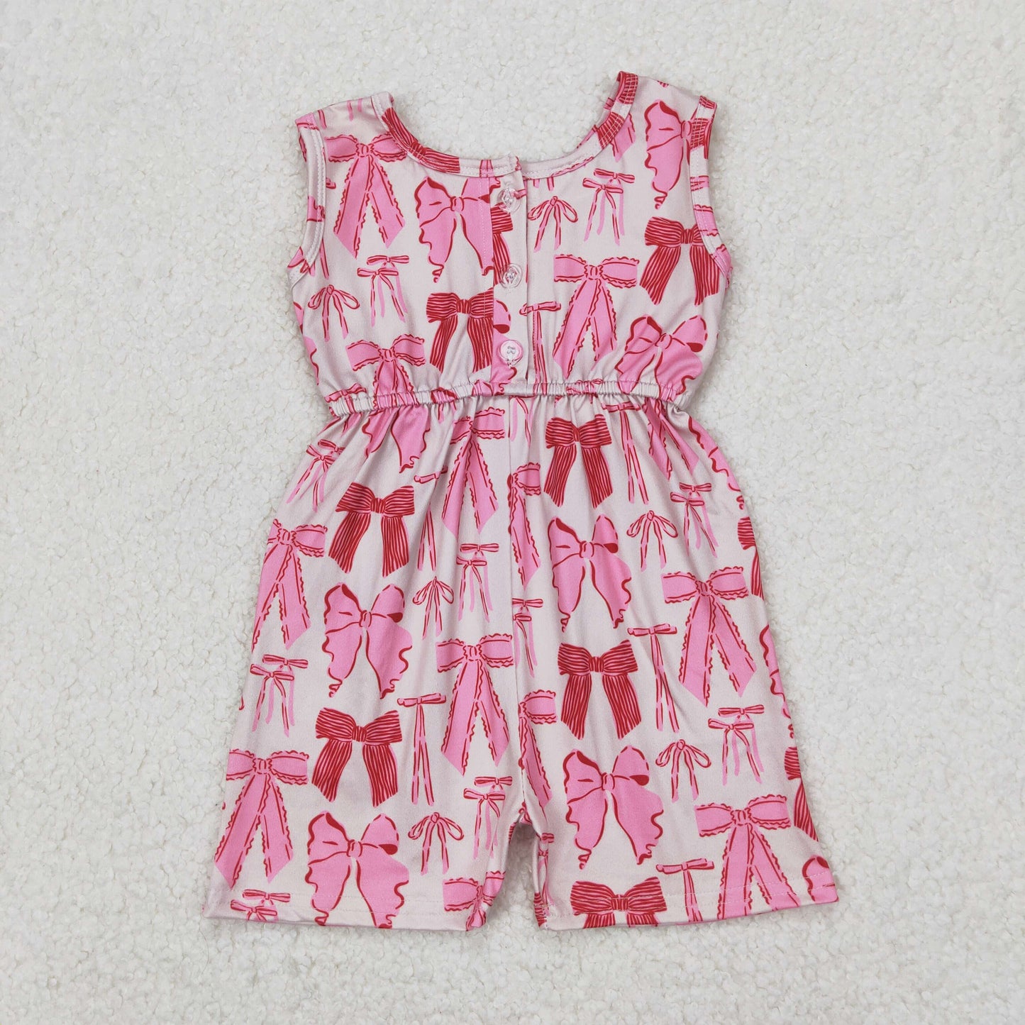 SR2670 Pink Bows Sleeveless Romper Overall Jumpsuit Girls Boutique Clothes 202503 RTS