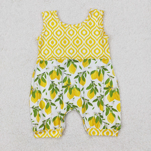 SR2676 Yellow Plaid Lemon Tree Sleeveless Romper Girls Boutique Outfits 202503 RTS