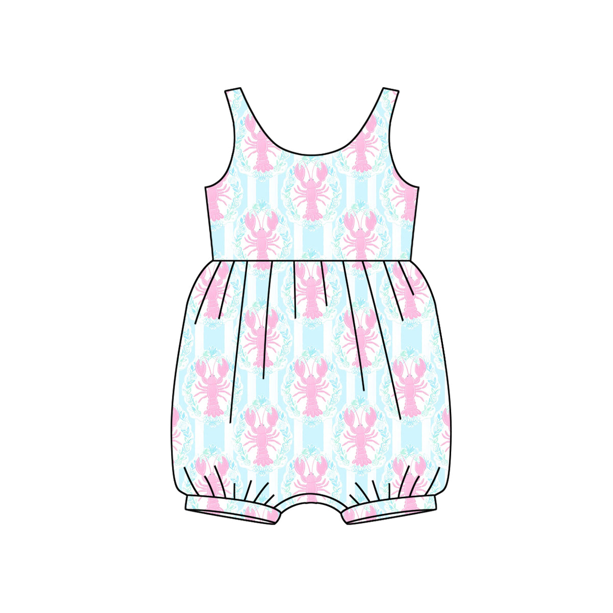 Preorder SR2709 Crayfish bubble sleeveless romper Girl Boutique Romper 202501