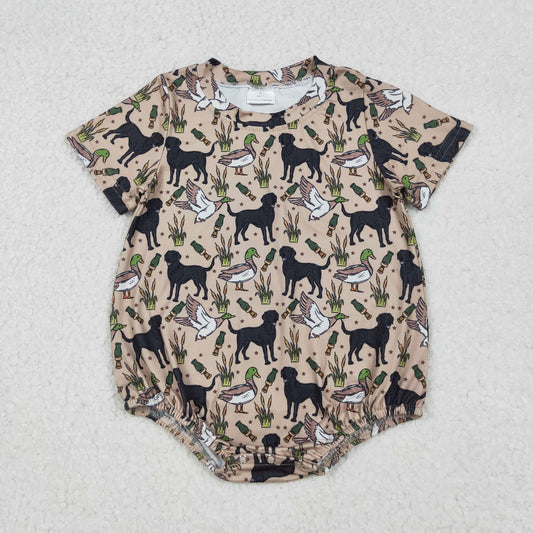 SR2725 Duck Puppy Brown Short Sleeve Boys Bubble Romper 202510 RTS