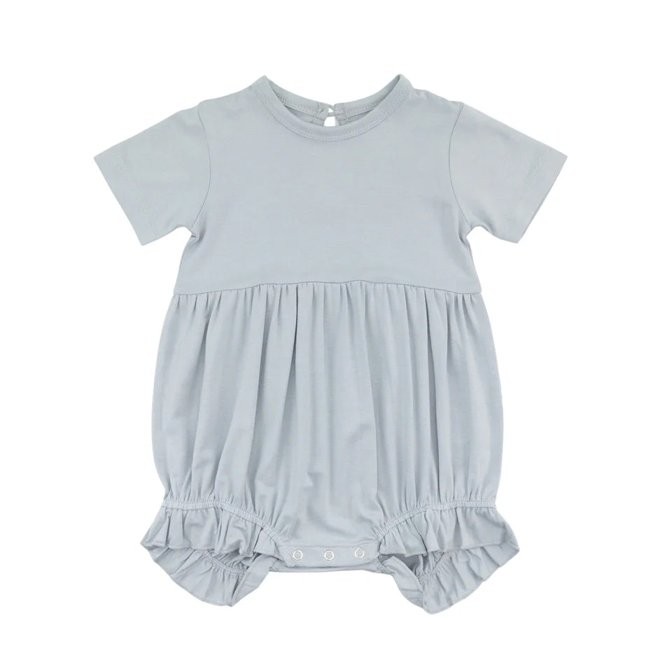 Preorder SR2763 Grey Green short sleeve romper baby girls Boutique Summer clothes 202502