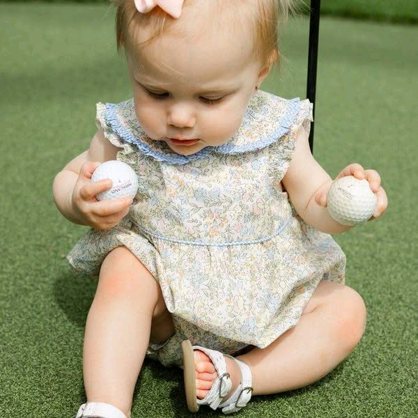 Preorder SR2770 Green Flower flying sleeve romper baby girls Boutique Summer clothes 202502